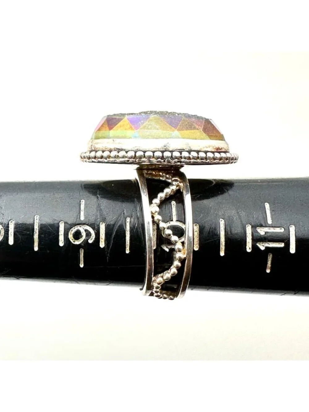 Colleen Lopez Womens Ring Sterling Silver Pink Drusy Quartz Adjustable Statement
